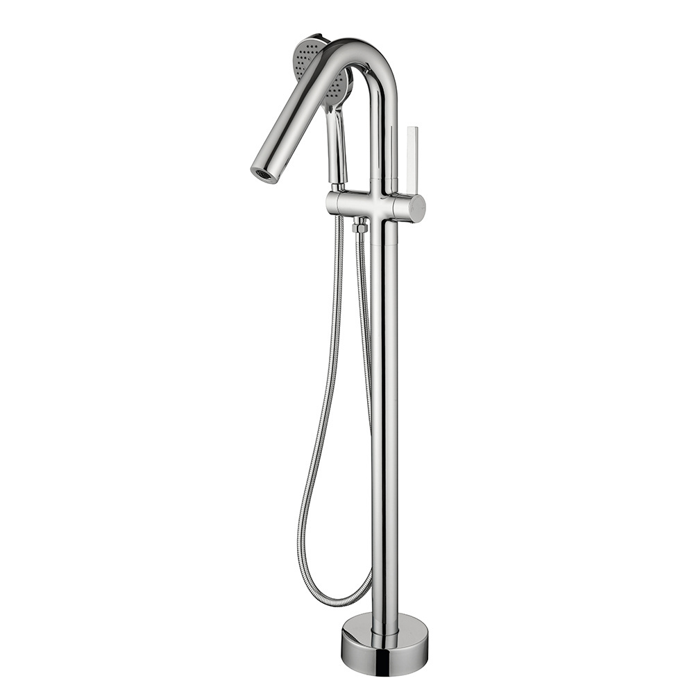 Italian Floor Mounted Brass Free Standing Bath Shower Mixer Floor Stand Tub Filler Shower Mixer Freestanding Bathtub Faucet