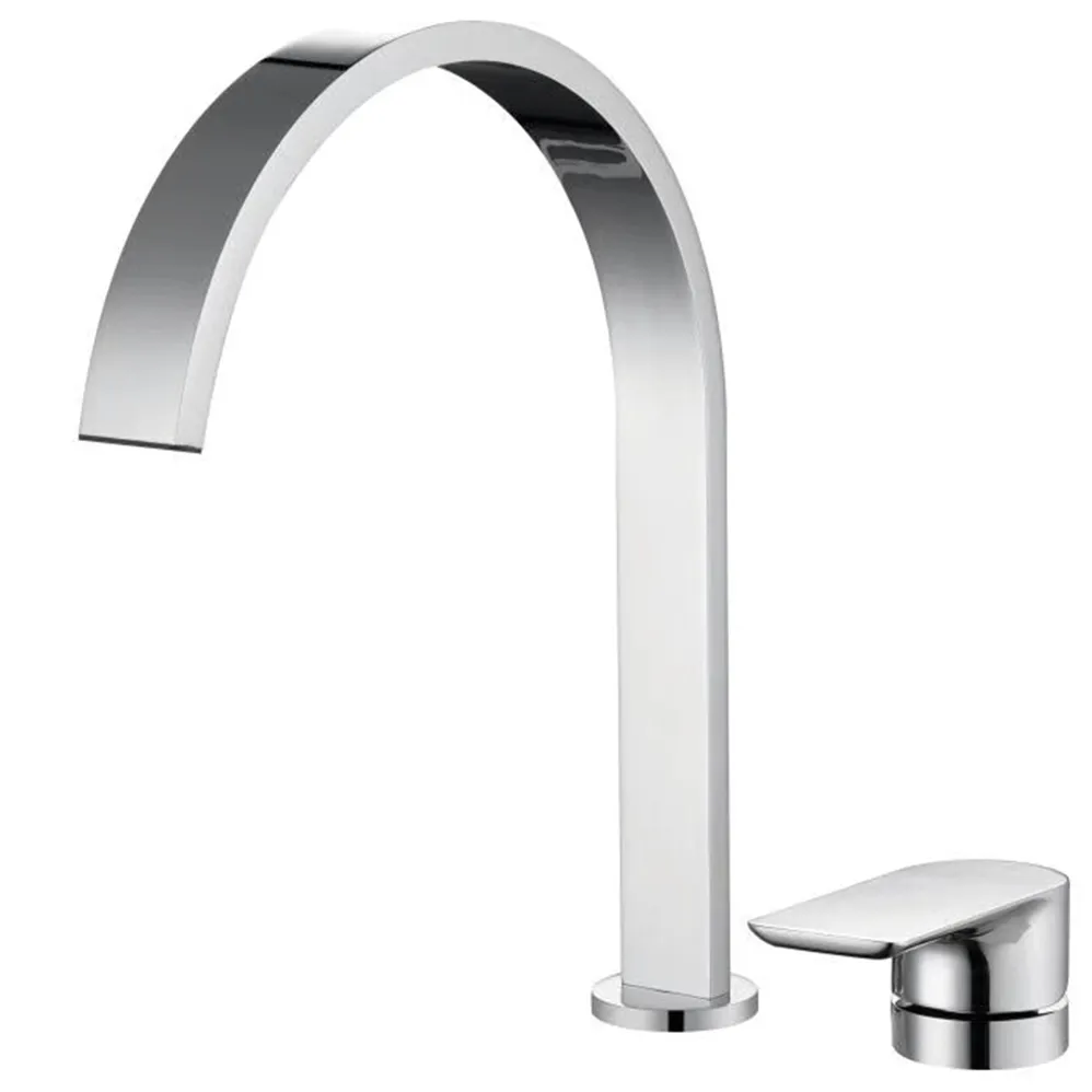 Contemporary Bathroom Taps Deck Mounted 3 Holes Dual Handle Basin Mixer Chrome Brass 8'' Widespread Sink Faucet