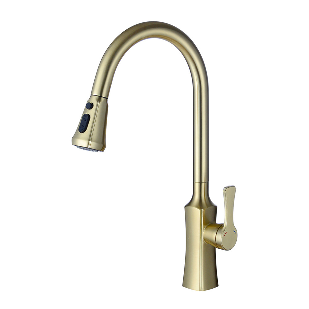 Modern Solid Brass Kitchen Tap Brushed Nickel Faucet Pull Down Single Handle Kitchen Taps Mixer