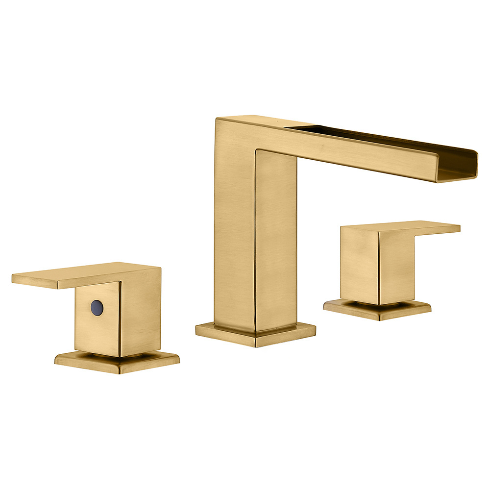 Deck Mounted 3 Hole High Quality Brushed Nickel Finished Bathroom Ceramic Cartridge Brass Basin Faucet