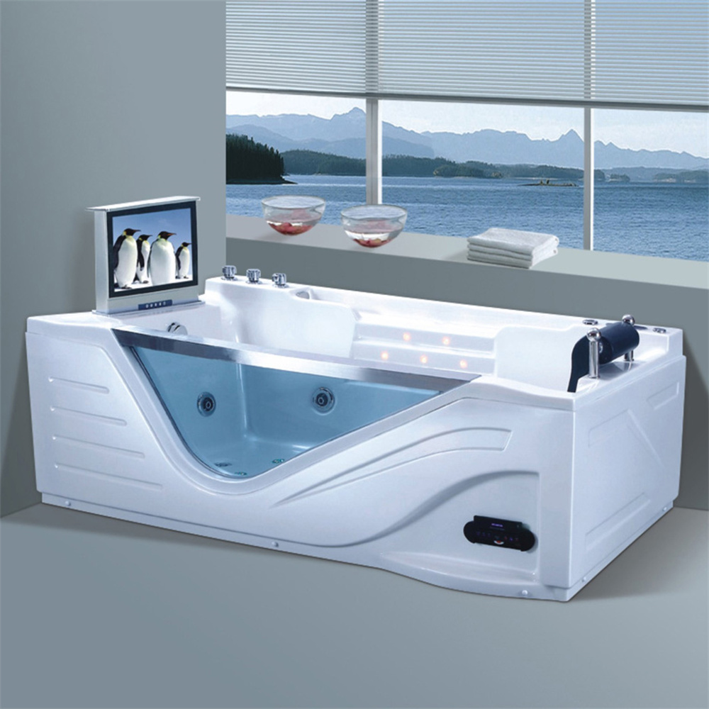 Custom Modern Square  hot tub  White Acrylic Freestanding Massage Whirlpool walk in tub shower combo bathtub