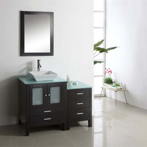 Glass Door Shaker Bathroom Vanity Free Standing Bathroom Furniture With Linen Cabinet