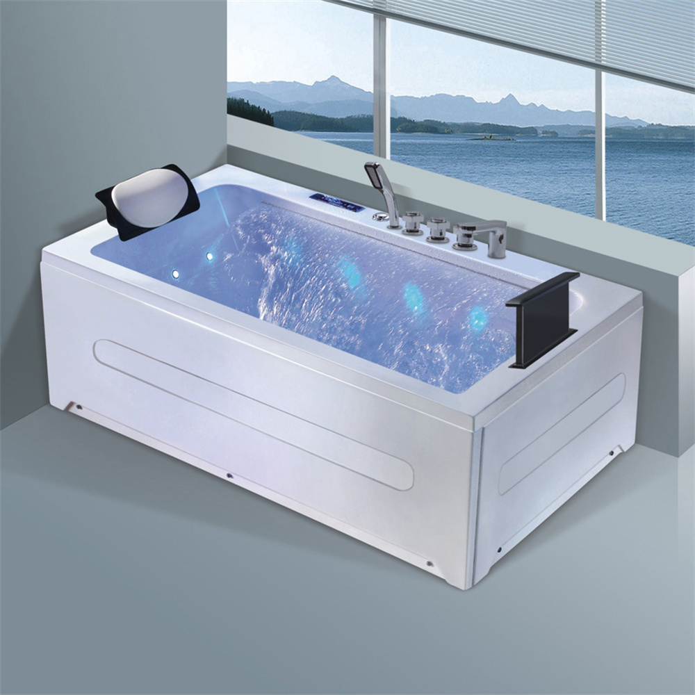 Two Person Waterfall Massage Bathtubs with LED Light Bubble Massage Bath Tub Design