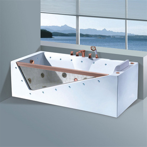 Foshan Factory New Tub Acrylic Bath Bathroom indoor Water Jet Massage Whirlpool Bathtub With Rose Gold Faucet