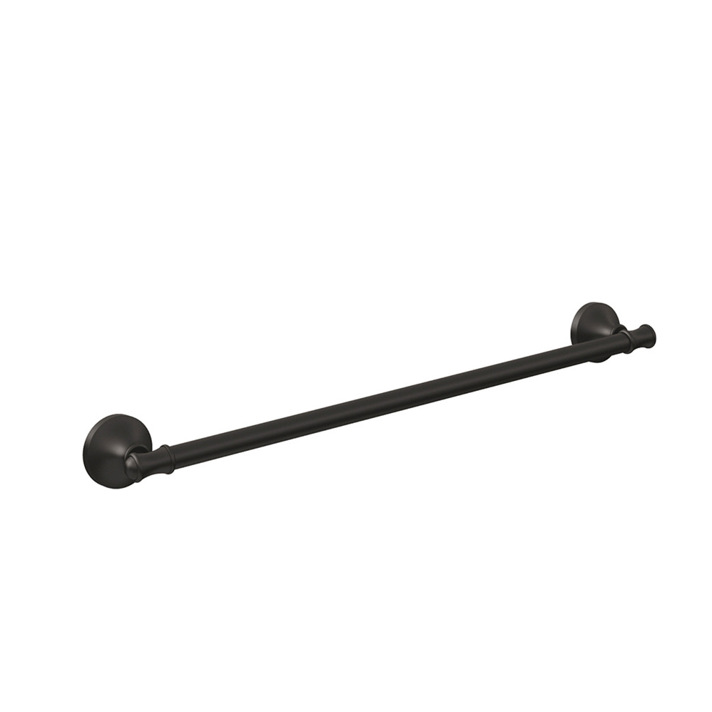 24 Inch Matt Black Finish Brass Bathroom Accessory Towel Bar Wall Mounted Stainless Steel Single Bath Towel Rack