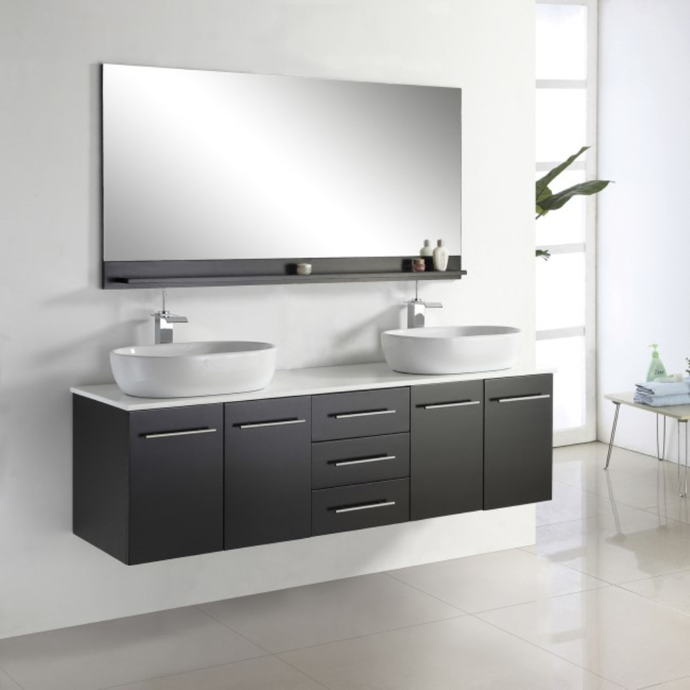 Modern Bath Furniture Waterproof Wooden Wall Mounted Bathroom Vanity Double Sink Bathroom Cabinets