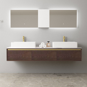 Modern Double Sinks Floating Bathroom Cabinets With Concealed Handles