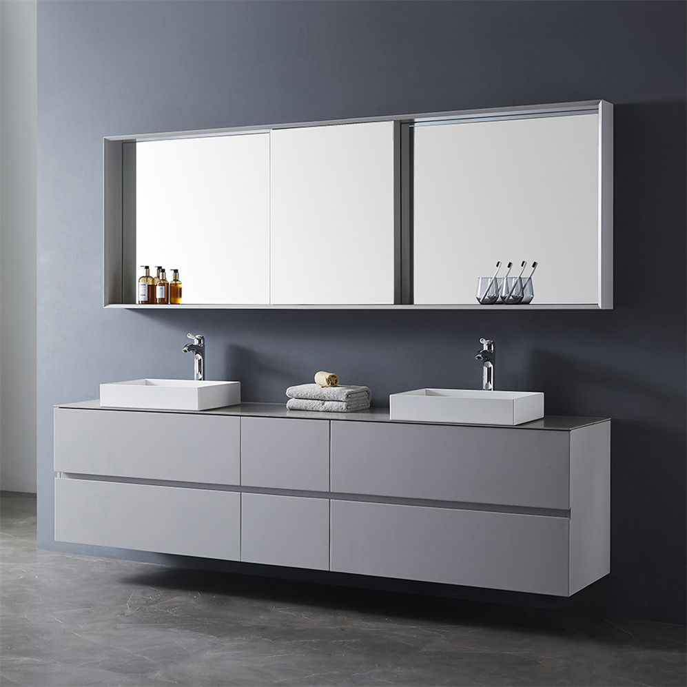 Modern Bath Furniture Waterproof Wooden Wall Mounted Bathroom Vanity Double Sink Bathroom Cabinets