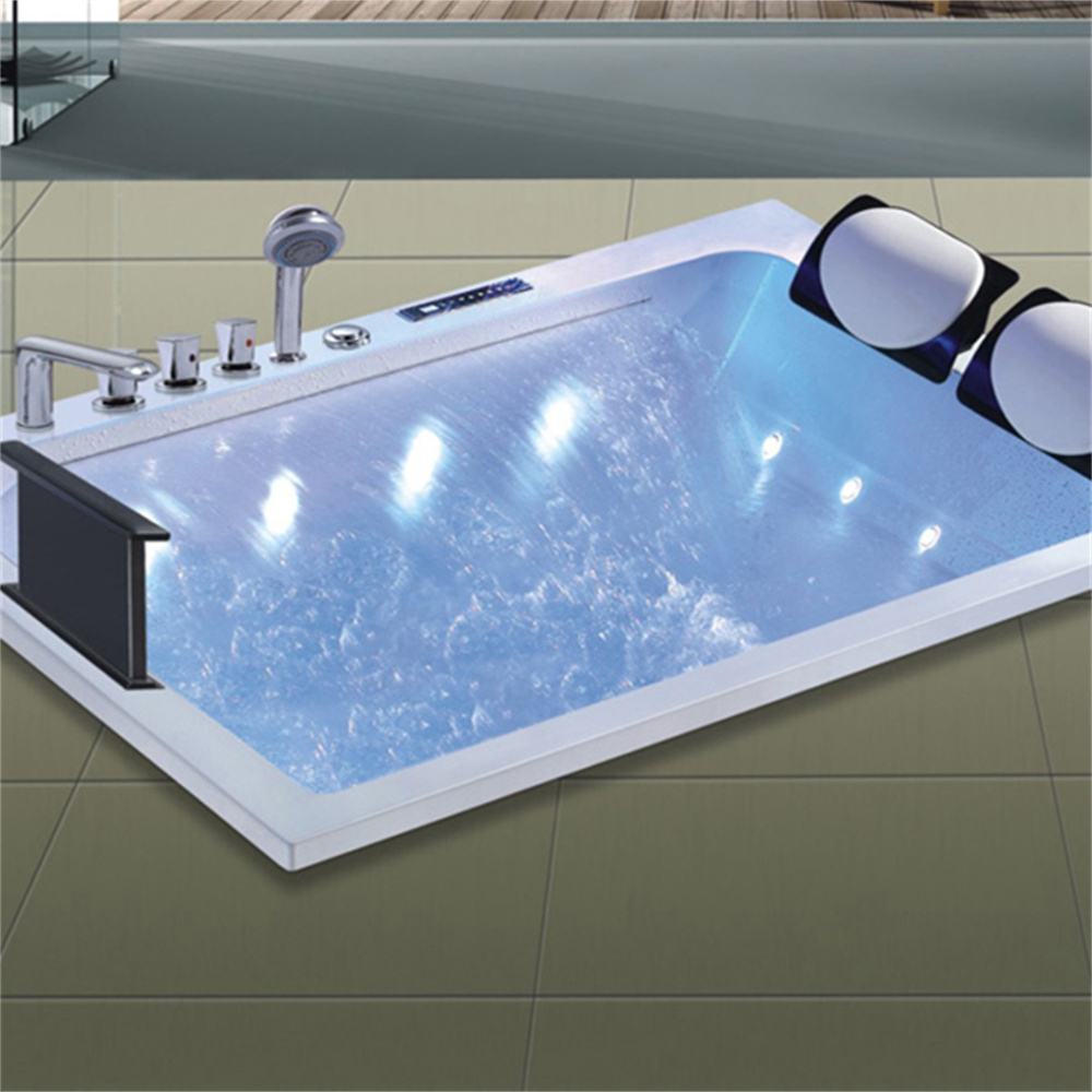 Rectangular Soaking Acrylic Massage Embedded Bathtubs with Lighting and TV