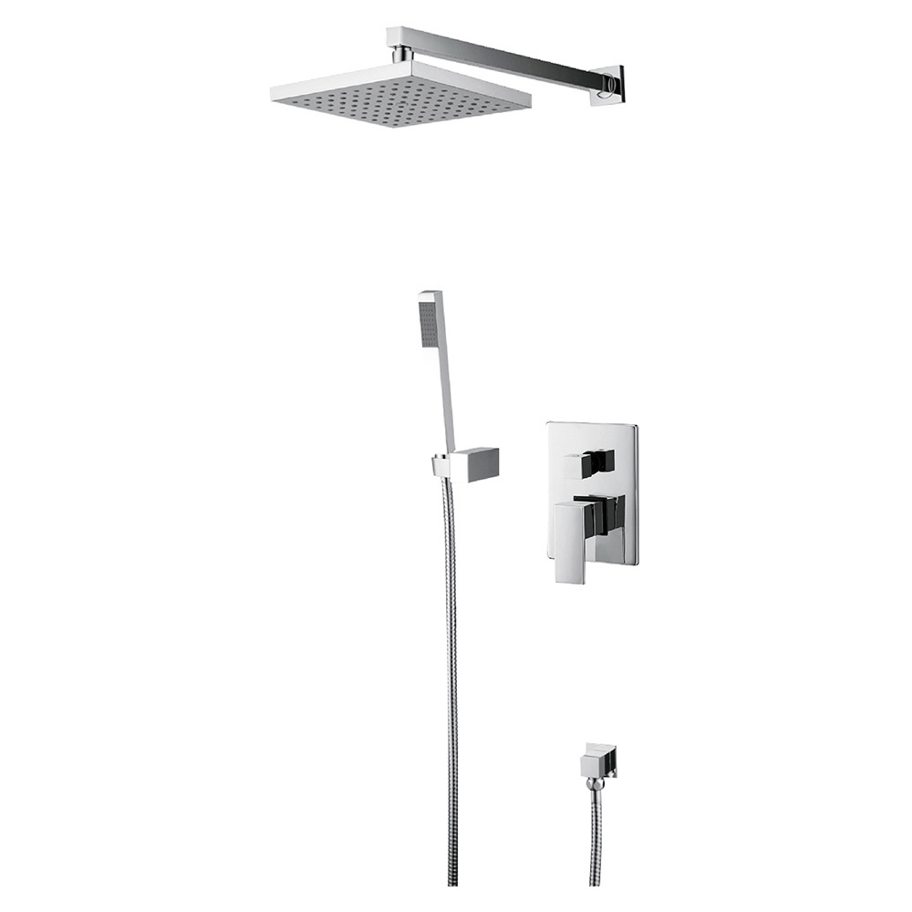 Modern Matt Black Brass Concealed Shower Taps 2-Way Bathroom Wall Mounted Thermostatic Shower Mixer Stainless Steel Copper