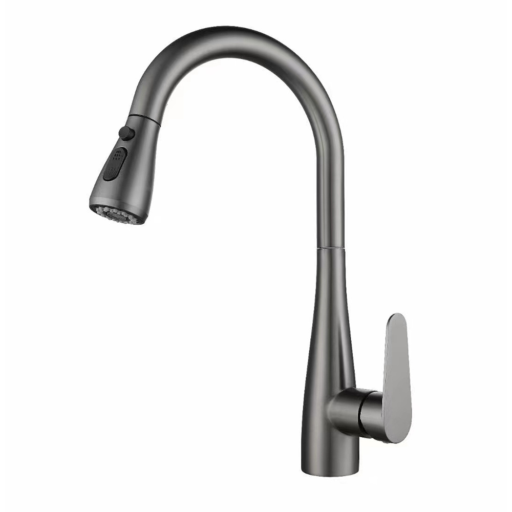 Gun Metal Finished Brass Single Hole Deck Mounted Single Handle Hot Cold Water Tap Kitchen Sink Faucet