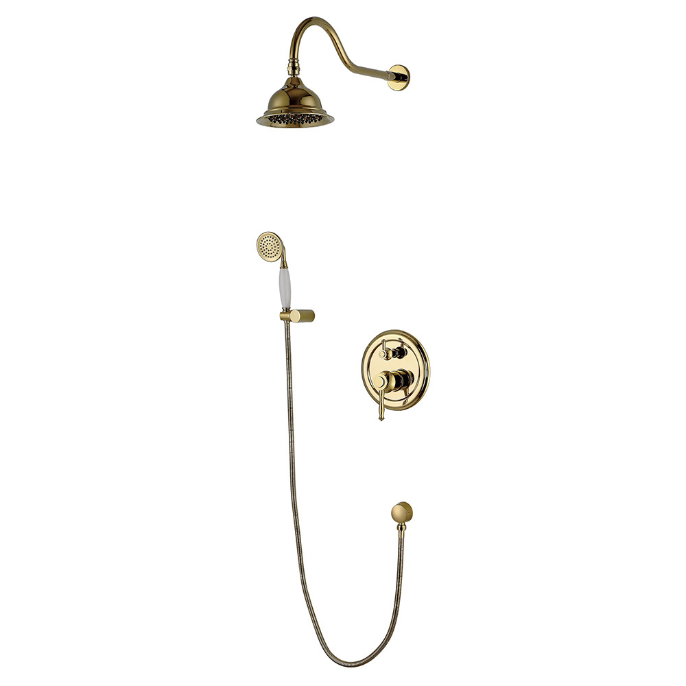 Built In Wall Mounted Matt Black Color Brass Rainfall Shower Faucets