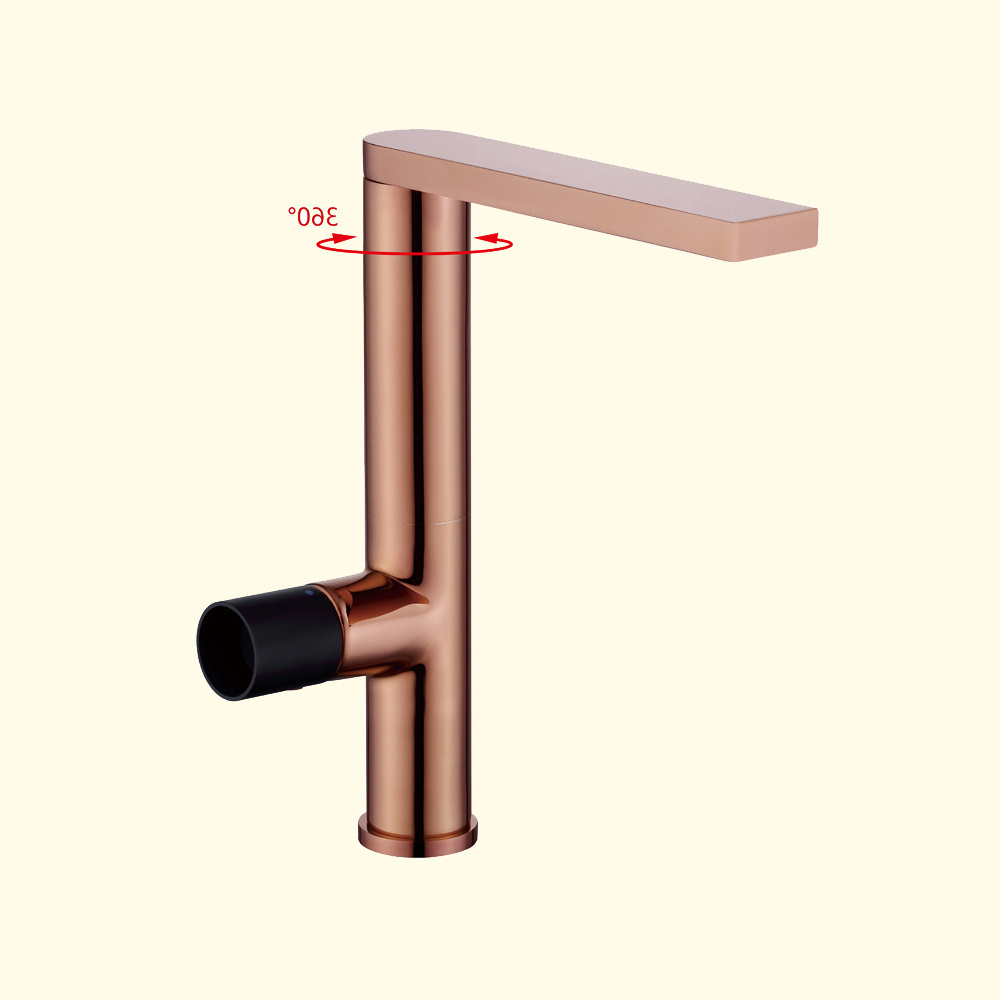 Boutique Solid Brass Single Handle Long Neck Hand Wash Bathroom Faucet