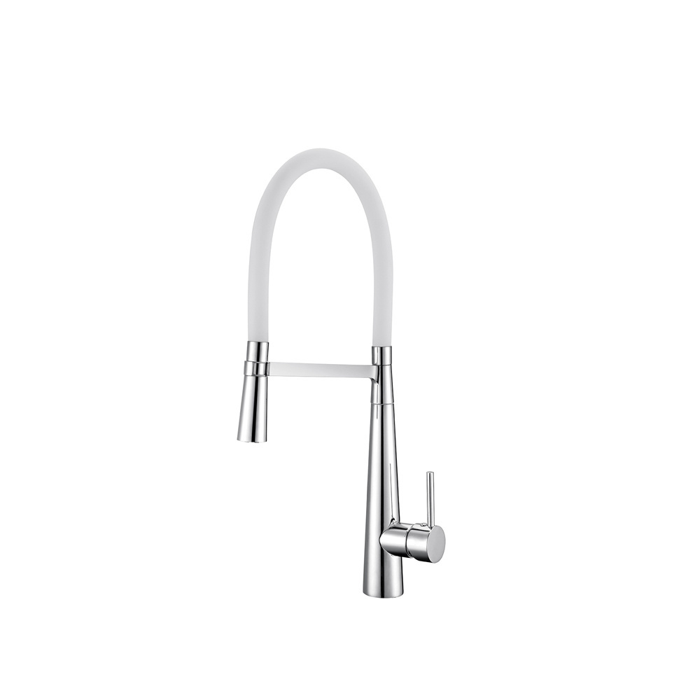 Brass White Color Pull Down Kitchen Sink Faucets Pull Out Spring Kitchen Faucets With Rubber Hose