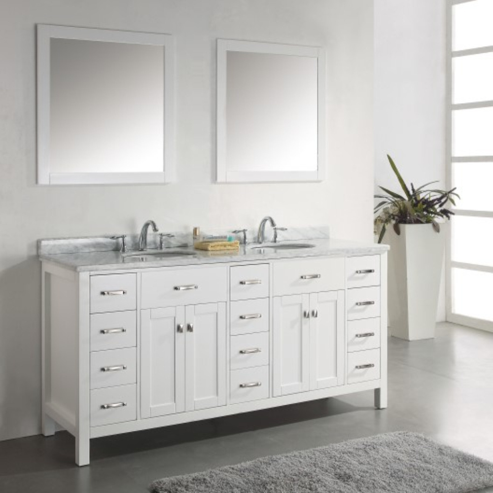 Modern Design Double Sink Oak Wood Bathroom Vanity