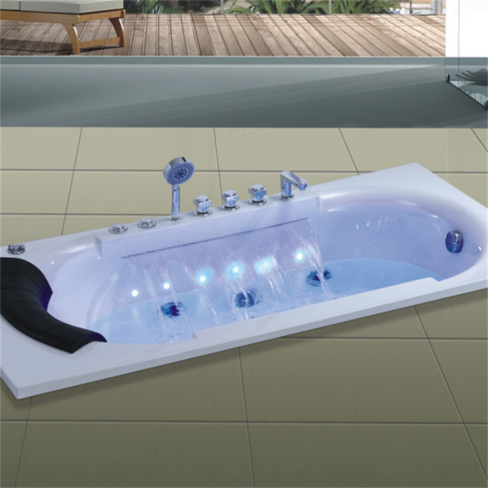 Rectangular Soaking Acrylic Massage Embedded Bathtubs with Lighting and TV