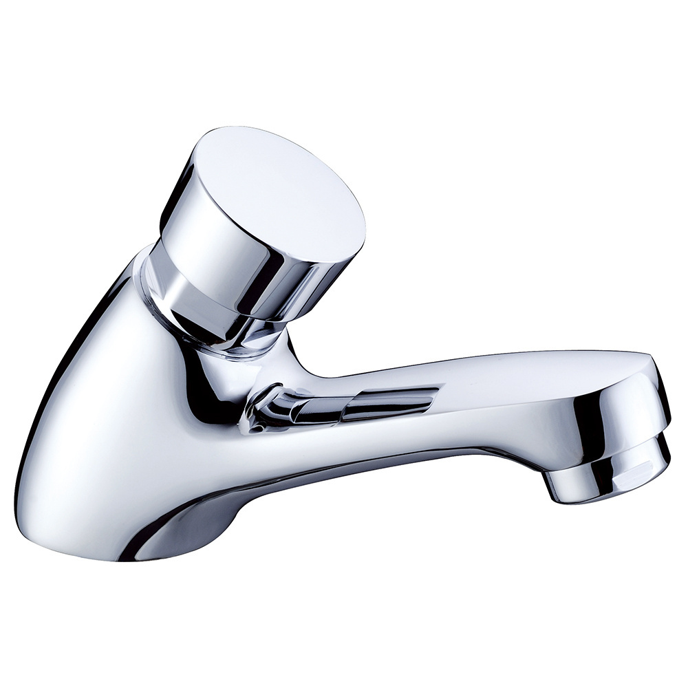 Public WC Hand Wash Tap Wall Mounted Push Delay Wash Faucet Chrome Finish Brass Washroom Time-lapse Faucet