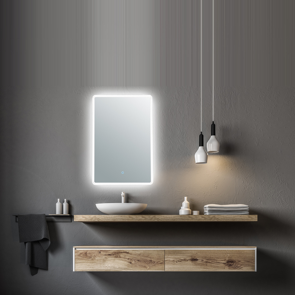 Sanding Edge Back Lights Bath Makeup Mirror Bathroom LED Mirror With Sensor Touch Switch