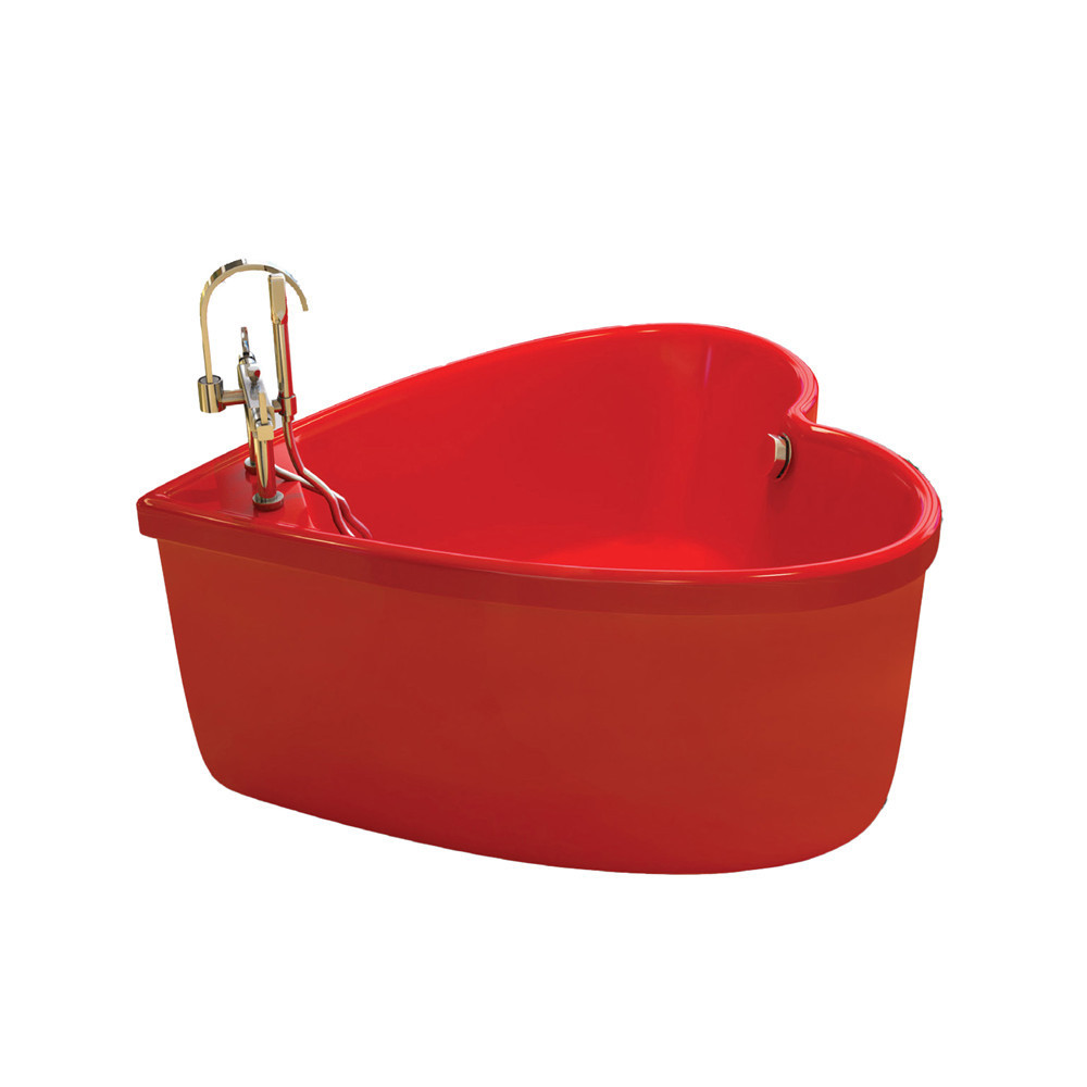 New Design Red Heart Shape Washing Bath Tub Freestanding Hot Tub