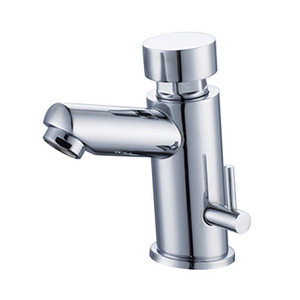 Public WC Hand Wash Tap Wall Mounted Push Delay Wash Faucet Chrome Finish Brass Washroom Time-lapse Faucet