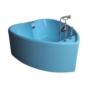 New Design Blue Heart Shape Washing Bath Tub Freestanding Hot Tub