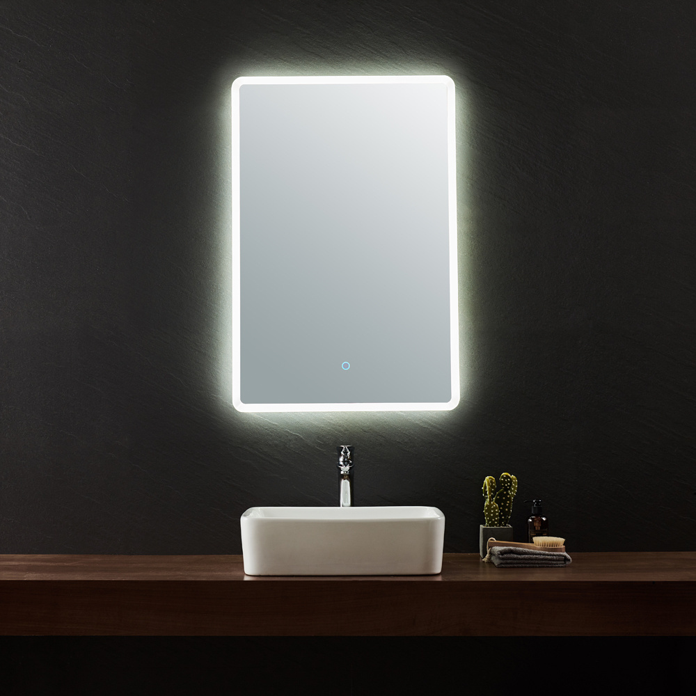 Sanding Edge Back Lights Bath Makeup Mirror Bathroom LED Mirror With Sensor Touch Switch