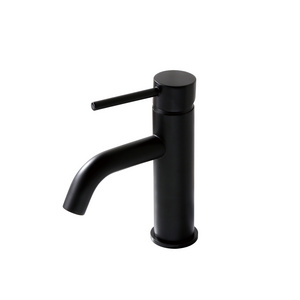 Modern 1 Hole Deck Mounted Hot Cold Water Tap Single Handle Black Finish Brass Bathroom Vanity Sink Faucet