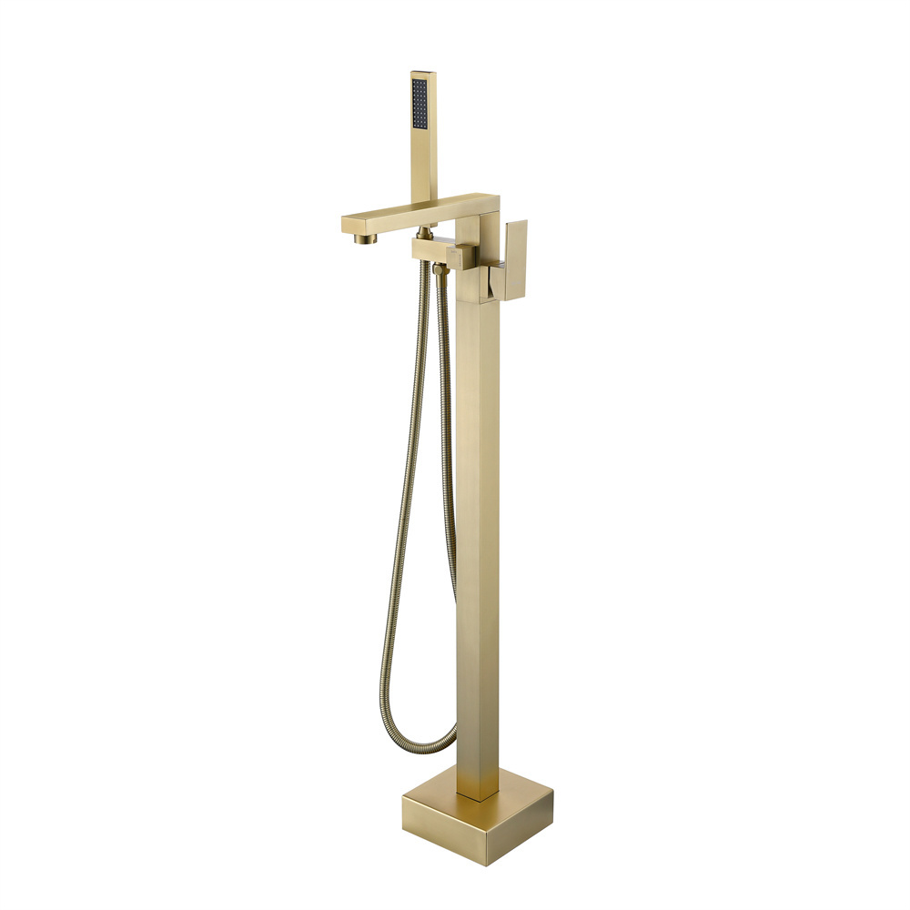 Luxury Brushed Gold Bathtub Faucet Freestanding Bath Tub Mixer Taps Bathroom Shower Faucet With Hand Shower Bathtub Faucet