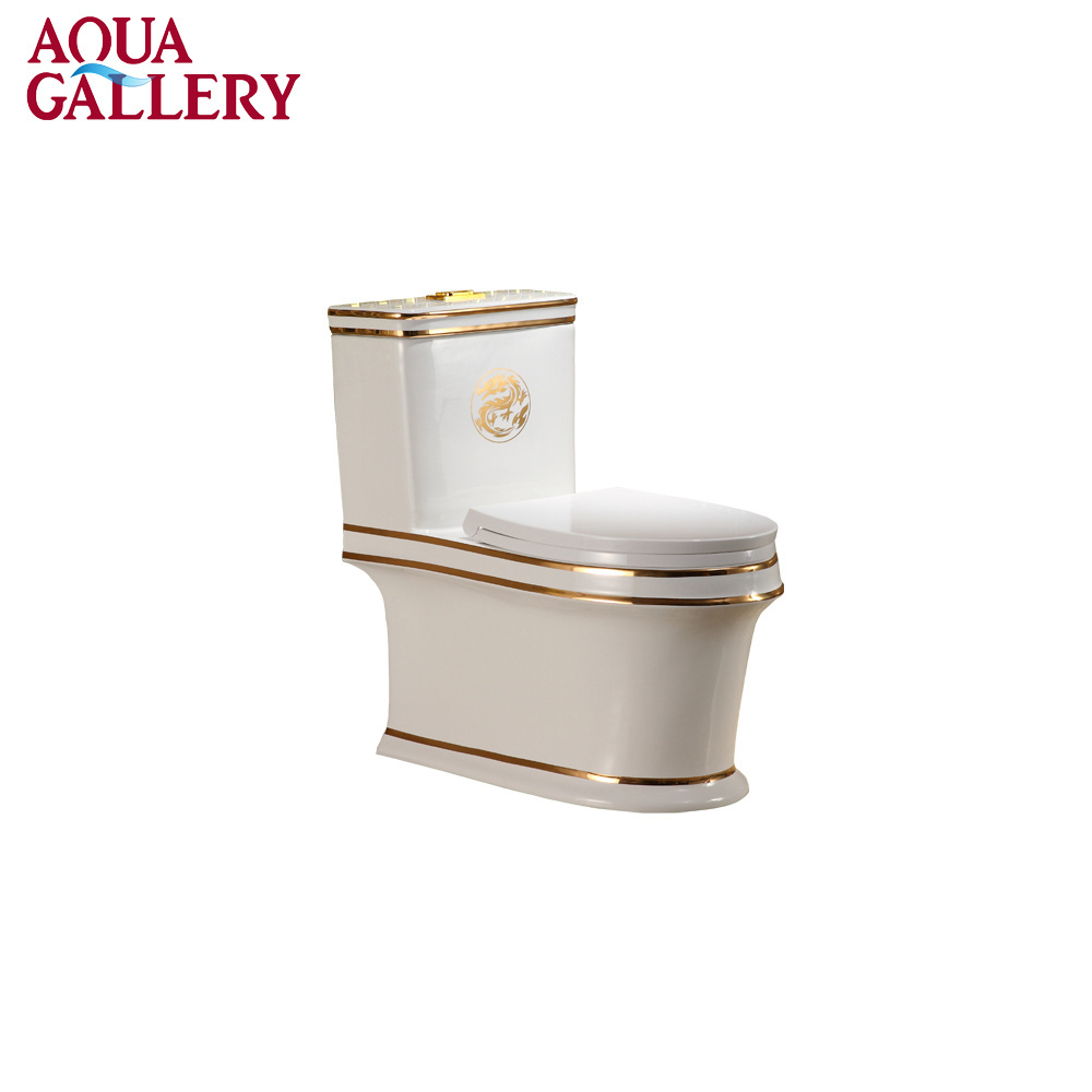 Fancy Blue and Black Glazed Super Siphon Jet Flushing One-Piece Ceramic Bathroom WC Toilet