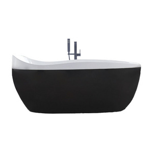 Acrylic Material Fiberglass Outdoor Hot Tub Black And White Color Free Bathroom Standing Bathtub