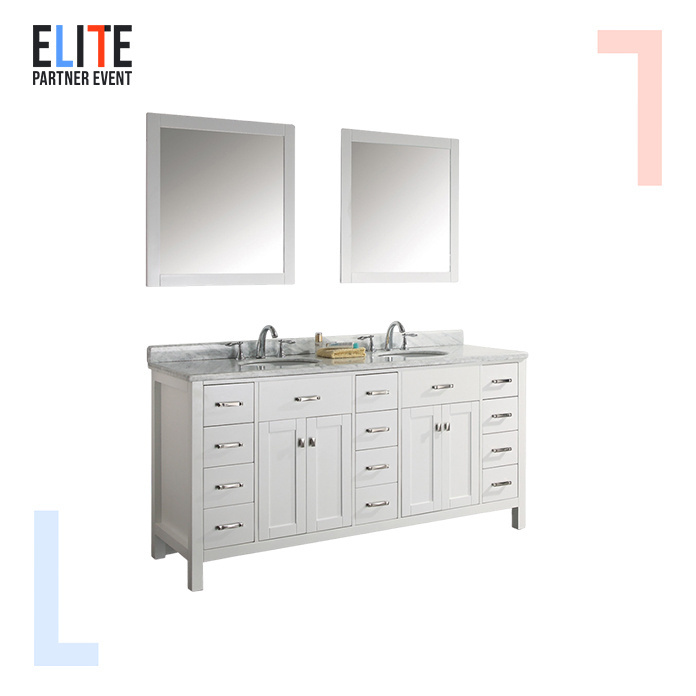 Modern Design Double Sink Oak Wood Bathroom Vanity