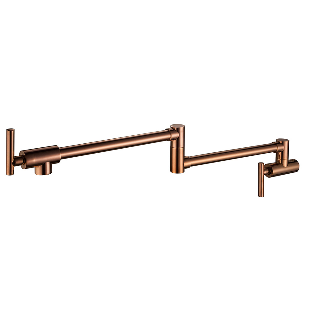 Wall Mounted Wash Tap Rose Gold Finish Single Handle Brass Kitchen Pot Filler Faucet