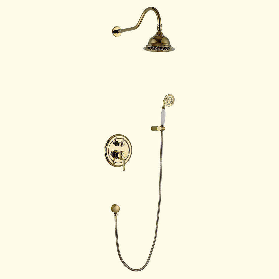 Concealed Shower Mixer Solid Brass Chrome Finish Modern Thermostatic Rain Shower Faucet