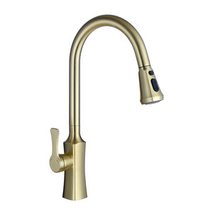 Modern  Pull Out Kitchen Faucets Design Kai ping Brushed Golden Kitchen Mixer Tap