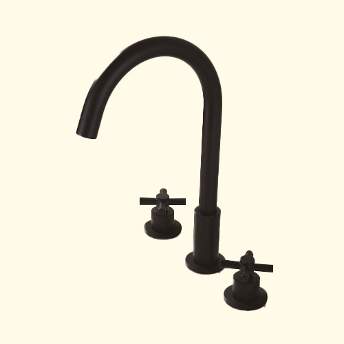 Double Handles Wall Mounted Black Brass Bathroom Faucet