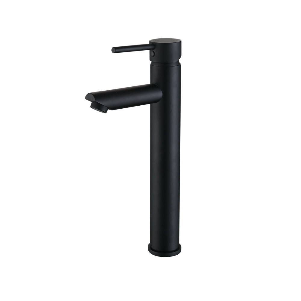 Modern 1 Hole Deck Mounted Hot Cold Water Tap Single Handle Black Finish Brass Bathroom Vanity Sink Faucet