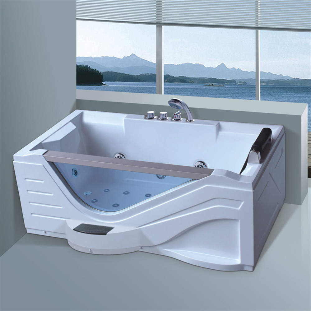 Custom Modern Square  hot tub  White Acrylic Freestanding Massage Whirlpool walk in tub shower combo bathtub