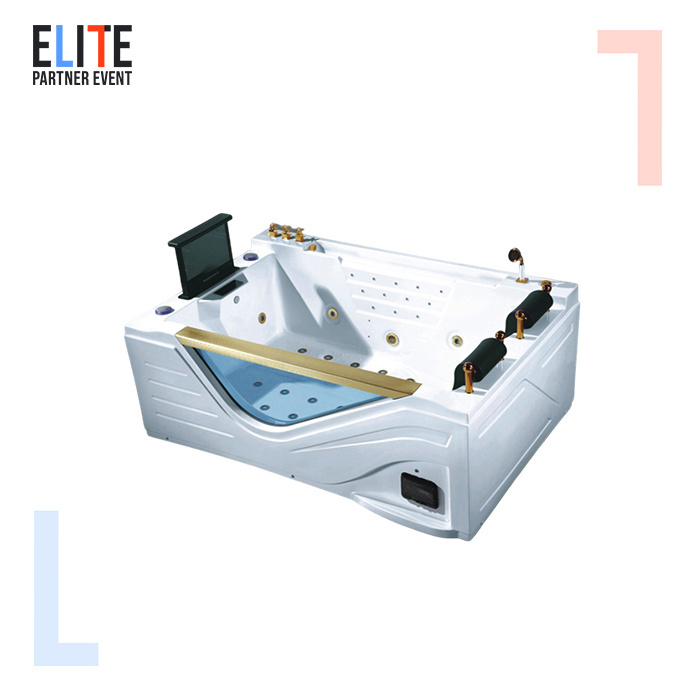 Custom Modern Square  hot tub  White Acrylic Freestanding Massage Whirlpool walk in tub shower combo bathtub