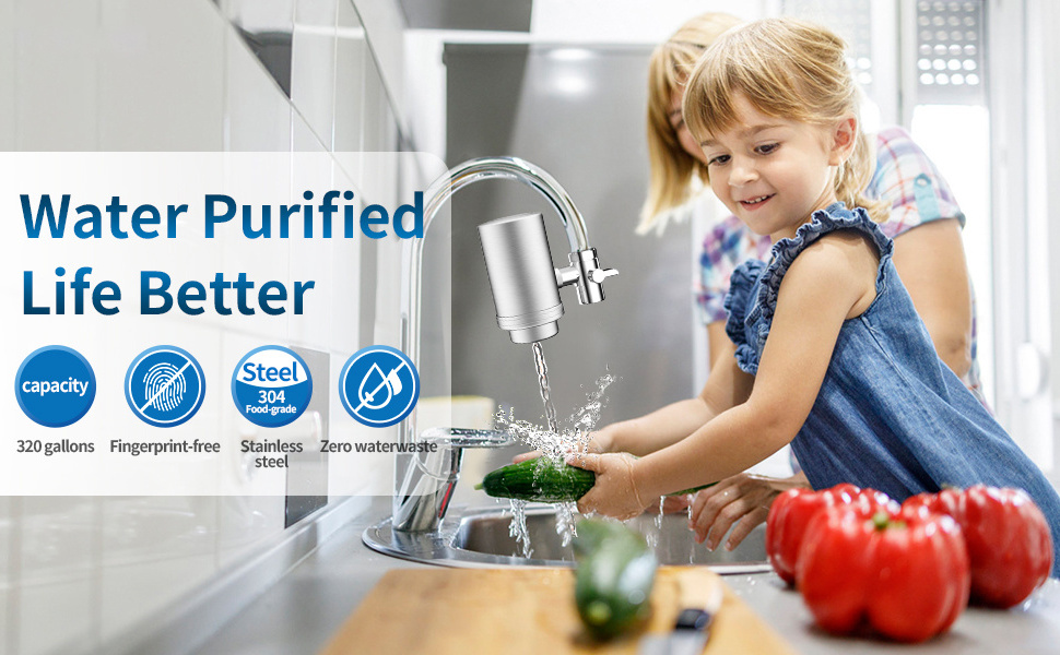 Top sale faucet tap water purify filter dispenser with Washable ceramic cartridge and alkaline solution