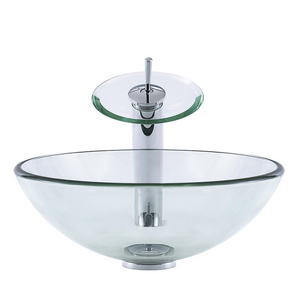 Modern Clear Tempered Glass Round Bathroom CounterTop Vessel Sink Basin