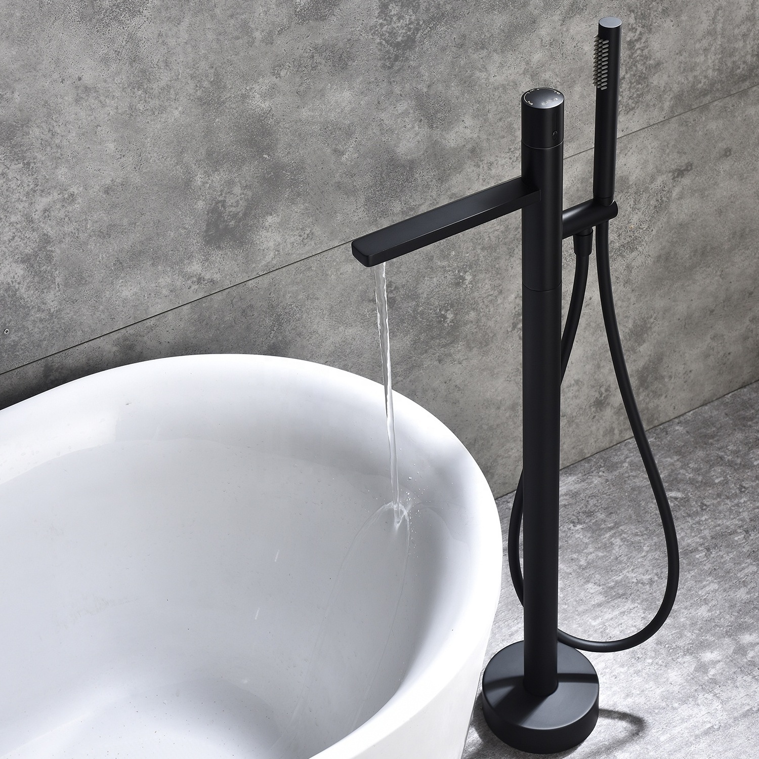 Bathroom black free standing faucet santary ware brass floor standing basin faucet