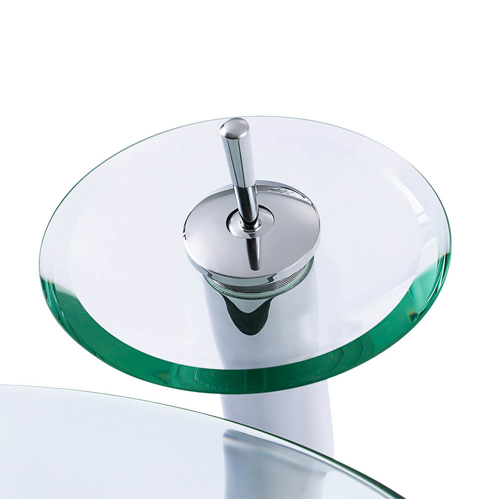 Modern Clear Tempered Glass Round Bathroom CounterTop Vessel Sink Basin