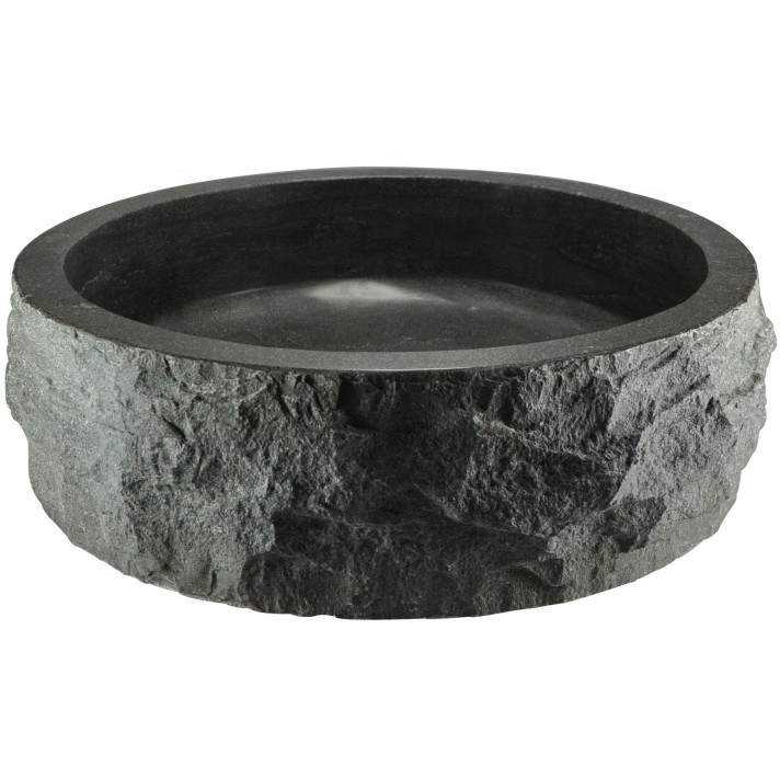 Outside Natural Split Design Limestone Vessel Sink Blue Marble Basin