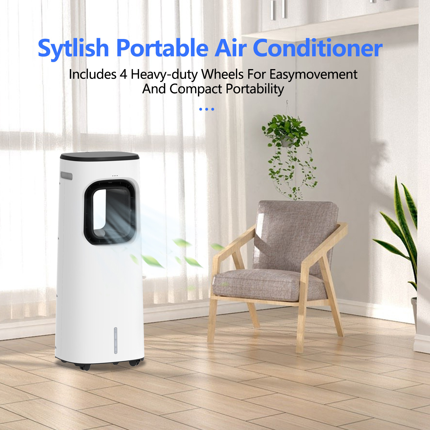 Portable Tower Air Cooler Fan  Mist Air Fan Strong Airflow Water Evaporative Portable Air Cooler with Humidifier