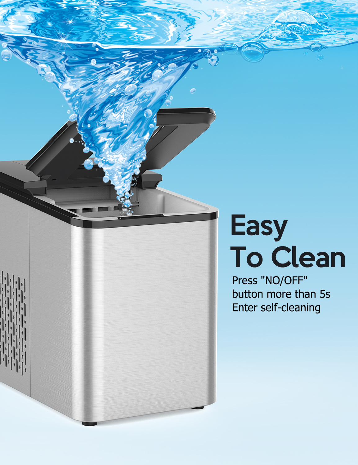 IC1206 Aquart 26lbs Self-Cleaning Wholesale Ice Makers Small Ice  Maker Machine Philippines with Ice Scoop and Basket