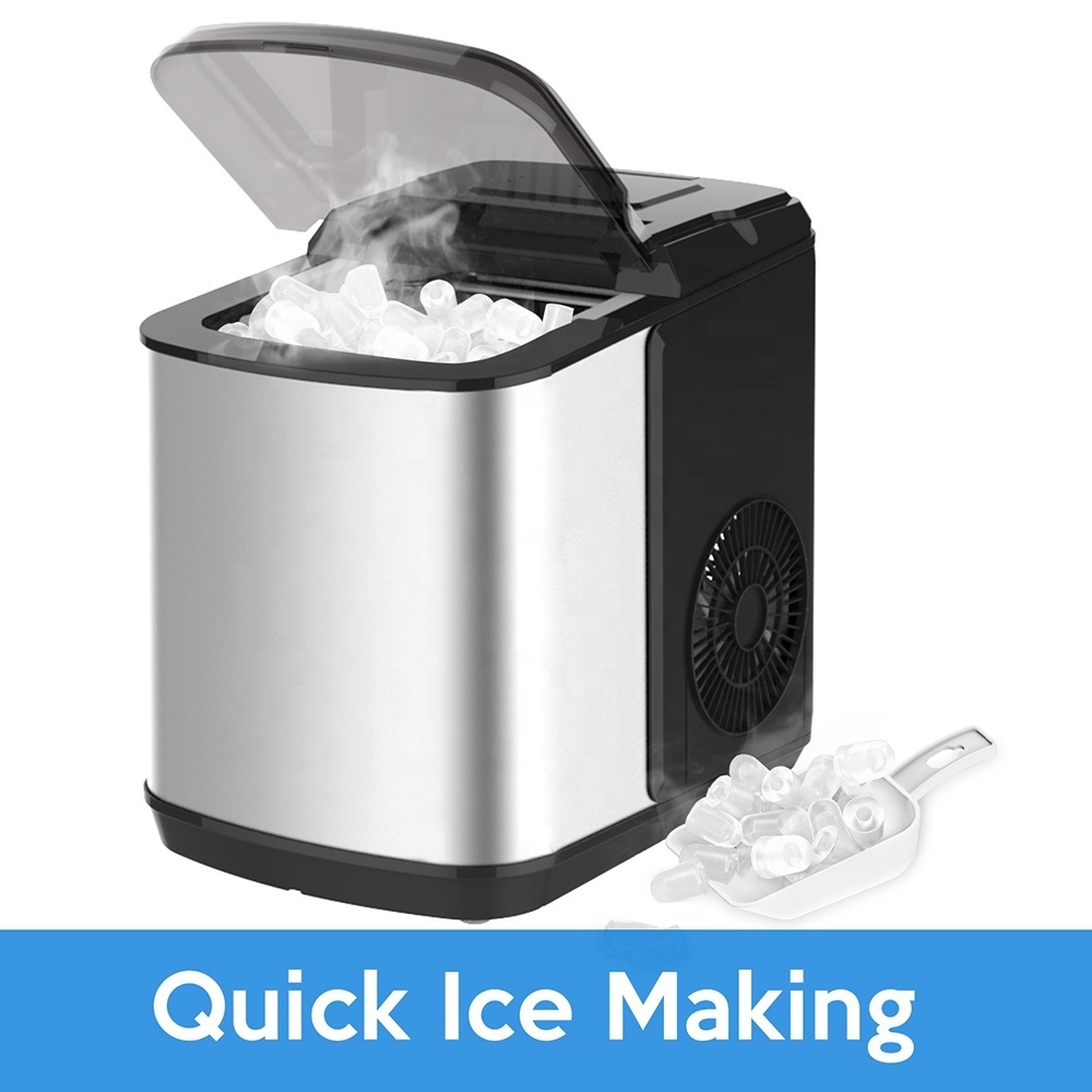 Ice Maker Machine Portable Ice Maker Ready in 6 Mins Compact Ice for Countertop Self-cleaning Function 26lbs/24h 9 Cubes Plastic