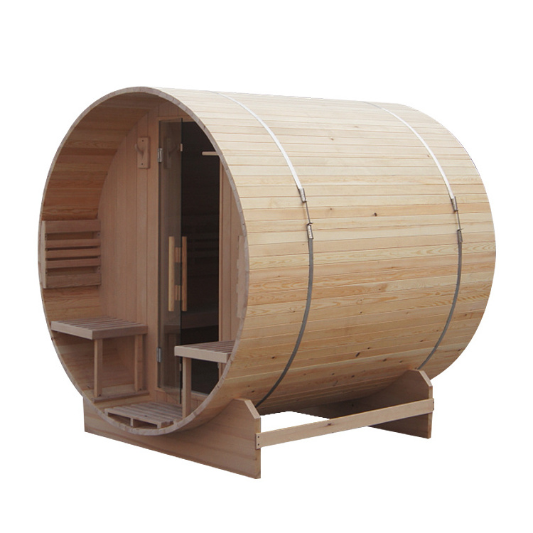 Outdoor Traditional Steam Barrel Sauna Outdoor Room 3-4 Persons Outdoor Barrel Sauna