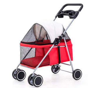 Folding Travel Pet Trolley Cat Cart Carrier With 4 Wheels for Medium Dogs Luxury Dog Pet Strollers