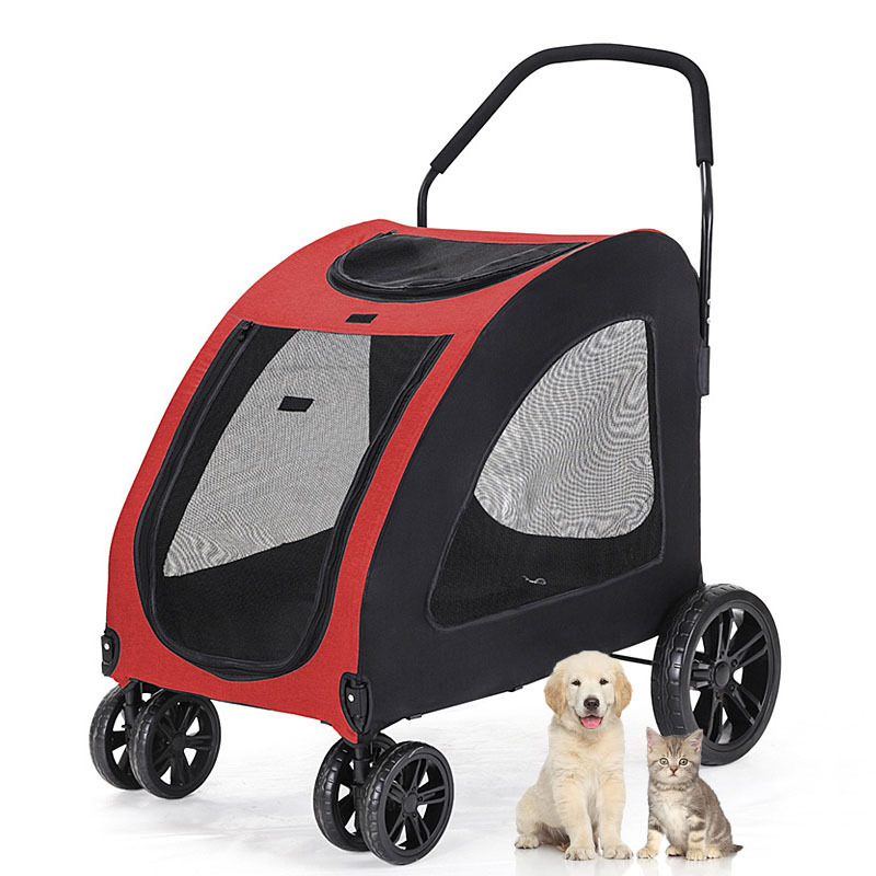 Pet Stroller Travel Folding Carrier Easy One-Hand Fold Luxury Pet Dog Stroller 4 Wheels