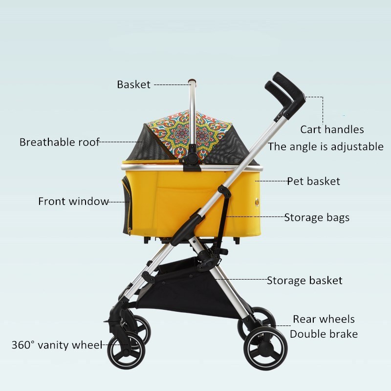 Novel Detachable Pet Gear Pet Carrier Basket Premium Stroller for Cats and Dogs